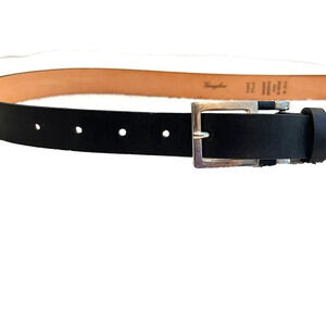 Garuglieri Dress Belt Black Genuine Leather Metal Buckle Italy M Classic 1"